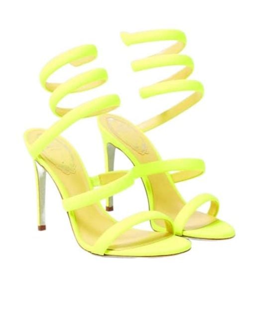 Rene Caovilla Yellow Cleo Leather Sandals