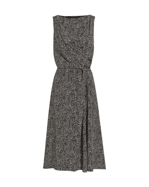 Dolce & Gabbana Gray Dolce & Gabbana Chevron Print Heavy Crepe Cocktail Dress
