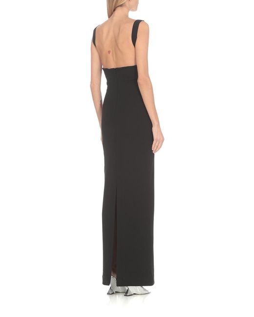 Solace London Black Joni Square-Neck Crepe Maxi Dress