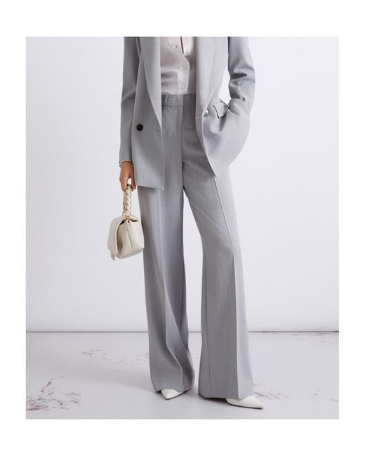 Marella Gray Casual Pants With Belt Loops