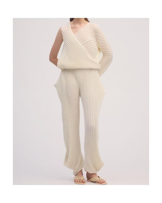 Issey Miyake White Stream Asymmetric Top