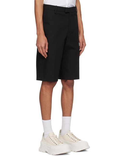 McQueen Black Tailored Knee Length Bermuda Shorts for men