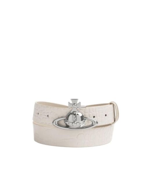 Vivienne Westwood White Orb Buckle Belt for men