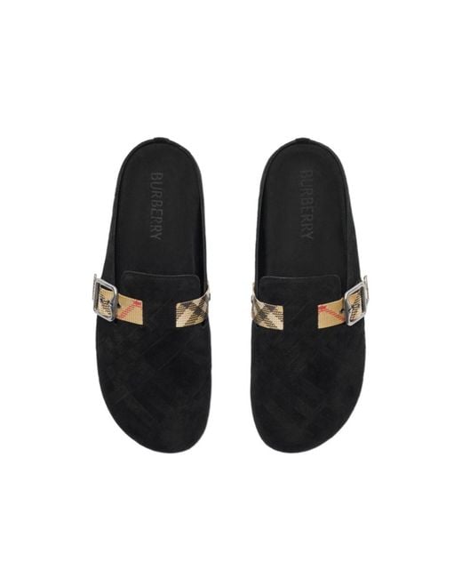 Burberry Black Checked Slip-On Clogs for men