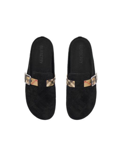 Burberry Black Checked Slip-On Clogs for men
