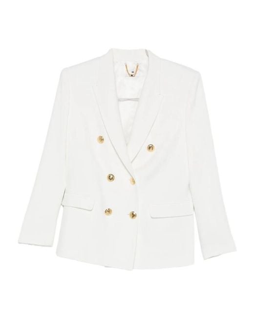 Elisabetta Franchi White Double-Breasted Blazer