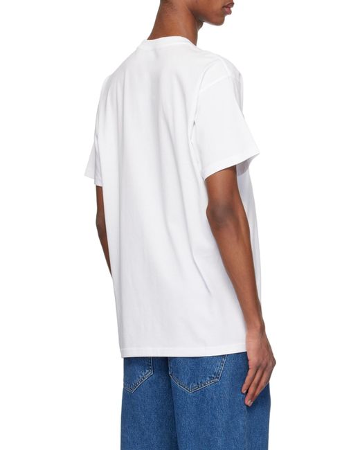 Carhartt White Script Logo Embroidered T-Shirt for men