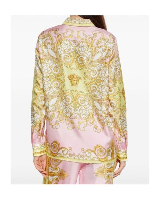 Versace White Pattern-Printed Long-Sleeved Shirt