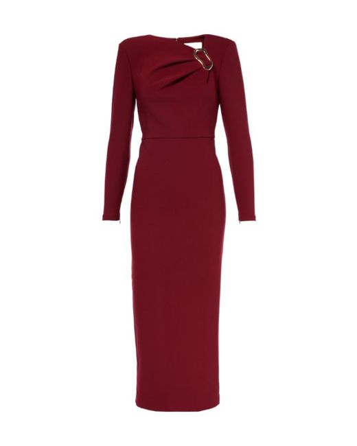 Roland Mouret Red Long-Sleeved Crêpe Midi Dress