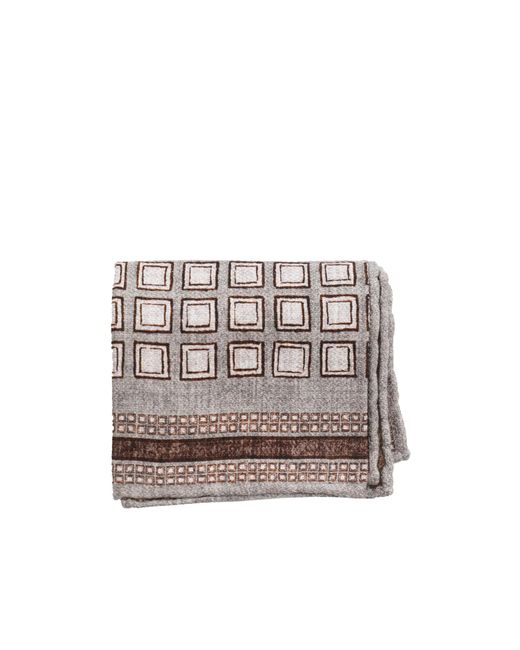 Brunello Cucinelli White Geometric-Pattern Printed Scarf for men