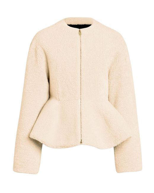 Alaïa Natural Alaïa Shearling Peplum Jacket