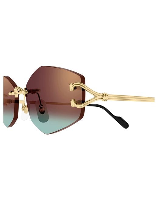Cartier Brown Rimless Irregular Sunglasses for men
