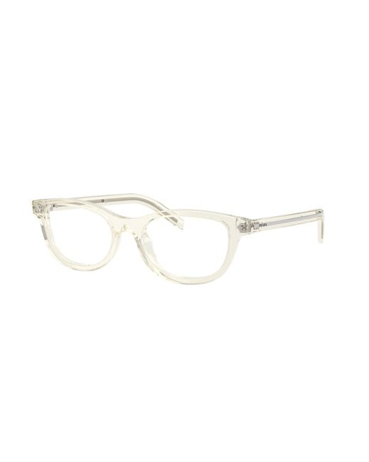 Prada White Eyewear Oval Frame Glasses