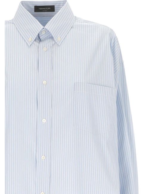 Fabiana Filippi Blue Striped Poplin Shirt