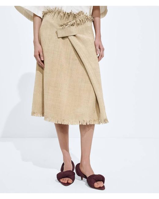 Bottega Veneta Natural Mini Intreccio Suede Leather Skirt