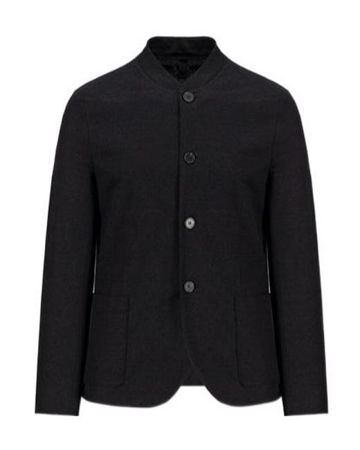 Harris Wharf London Black Nehru Bomber Jacket for men