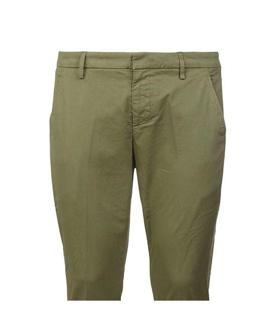 Dondup Green Logo-Plaque Trousers for men