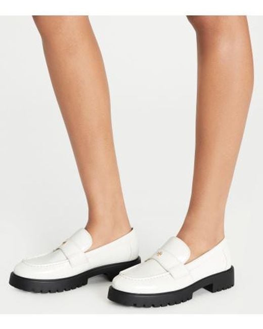 Tory Burch White Classic Lug Loafers