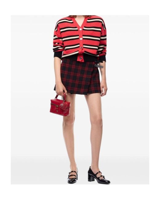 Pinko Red Striped Button-Up Cardigan