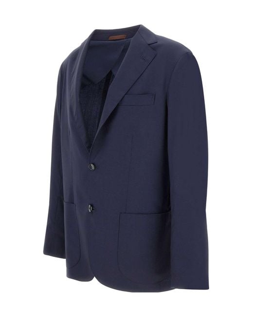 Barba Napoli Blue Three-Button Blazer for men