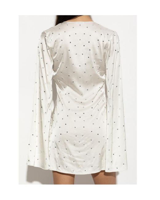 Oseree White Oséree Crystal-Embellished Mini Dress