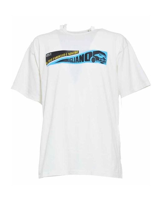 Magliano White Graphic Printed Crewneck T-Shirt for men