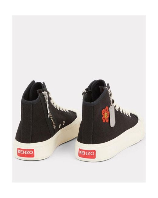 KENZO Black Boke Flower Motif High-Top Sneakers