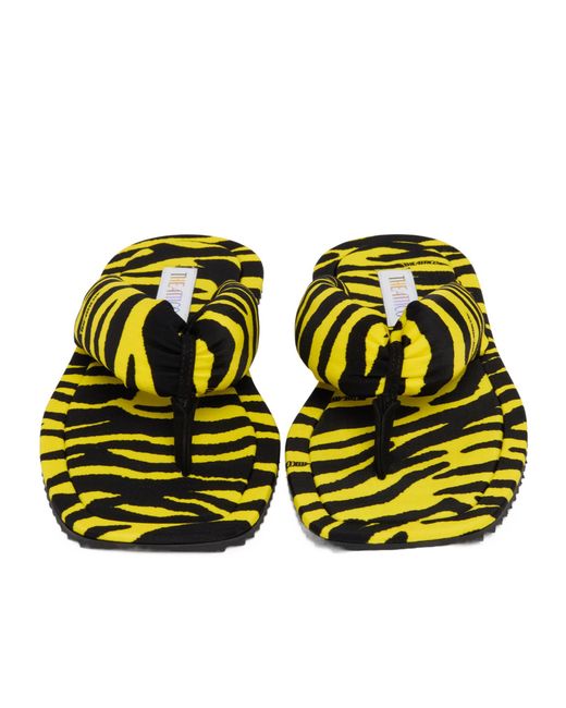 The Attico Yellow Printed Flip-Flops