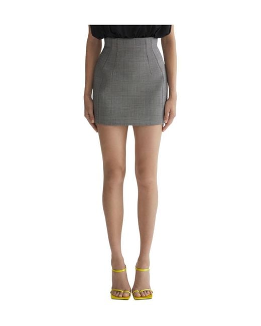 Mugler Gray Checked Skirt