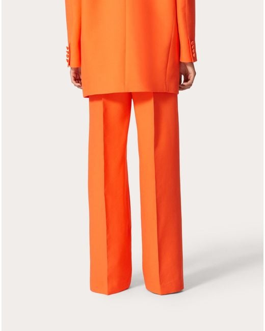 Valentino Orange Pleated Wide Leg Trousers