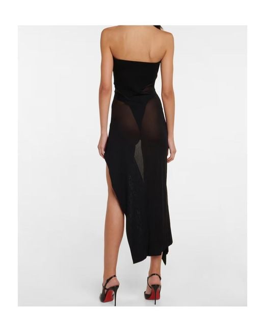 Mugler Black Strapless Midi Dress