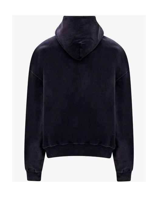 Off-White c/o Virgil Abloh Blue Logo-Print Cotton Hoodie for men