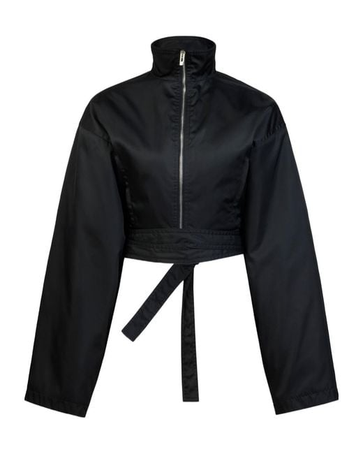 Alaïa Black Taffeta Belted Bomber