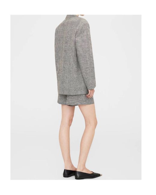 Anine Bing Gray Single-Breasted Blazer