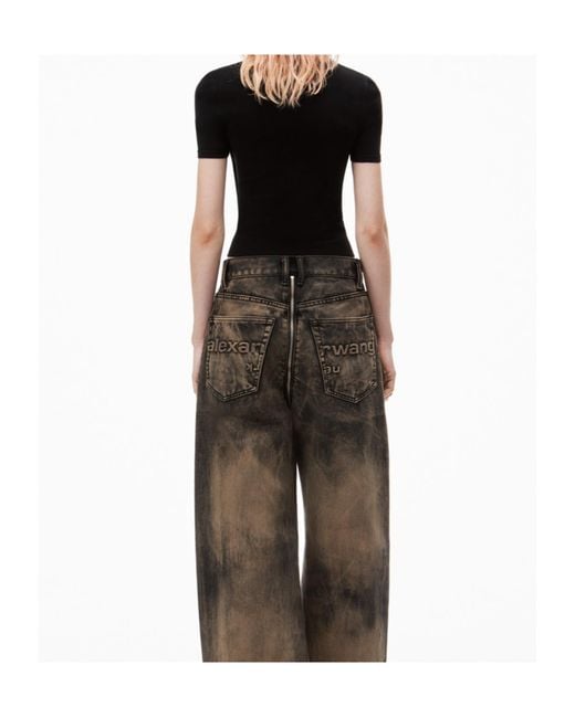 Alexander Wang Black T By Mock-Neck Short-Sleeved Top