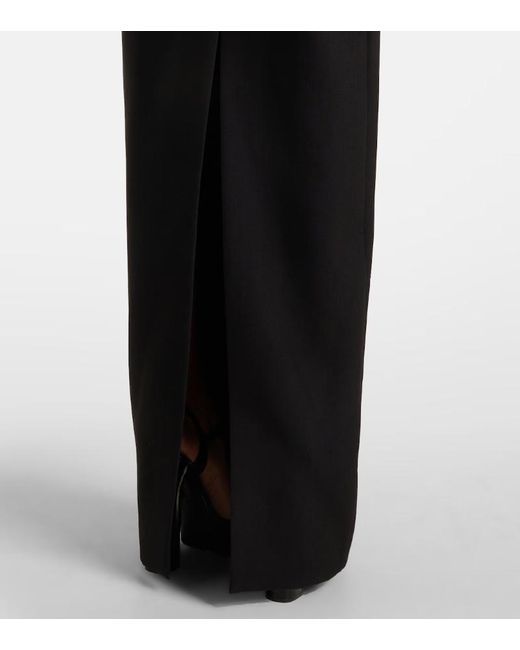 Roland Mouret Black Floral-Appliqué Crêpe Gown