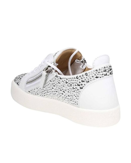 Giuseppe Zanotti White Casual Sneaker With Drill And Lace