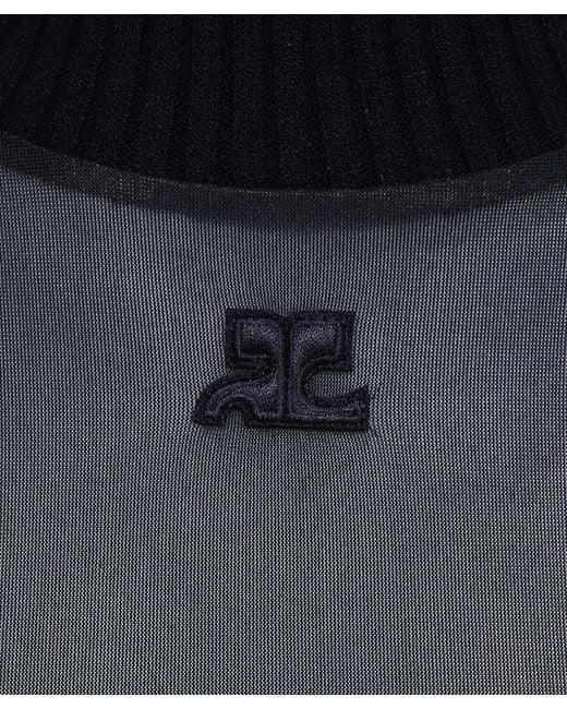 Courreges Black Logo-Patch Roll-Neck Top