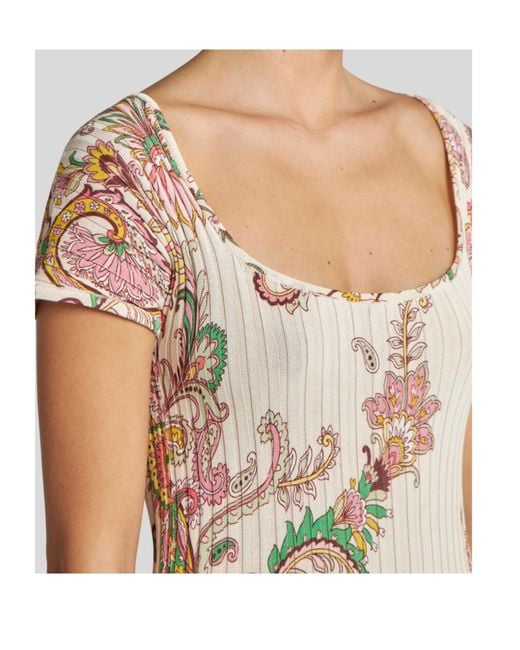 Etro Metallic Floral Motif Ribbed Dress
