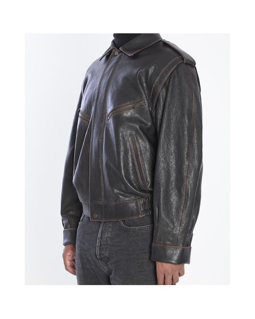 Saint Laurent Gray Zip-Up Bomber Jacket for men