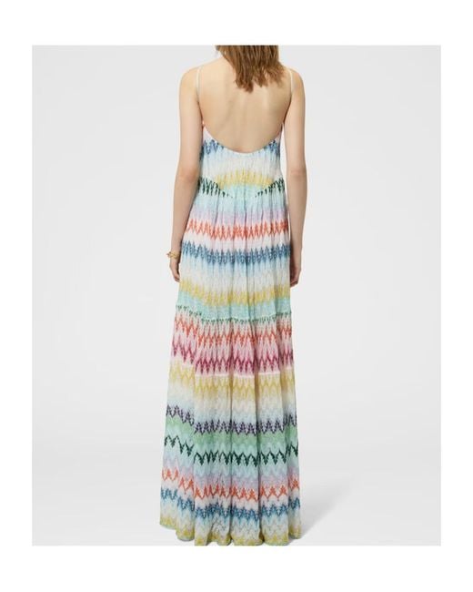 Missoni White Striped Sleeveless Maxi Dress