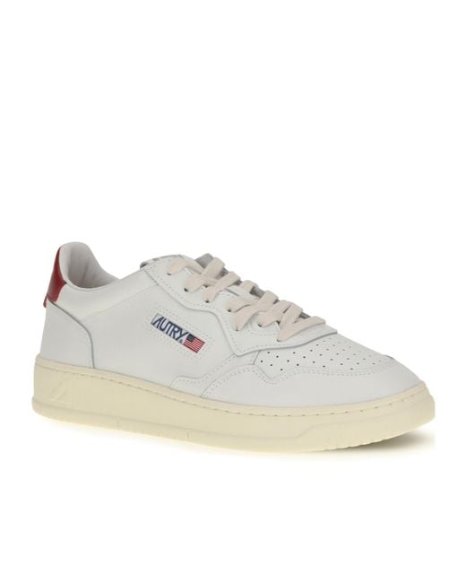 Autry White Medalist Perforated Low-Top Sneakers for men