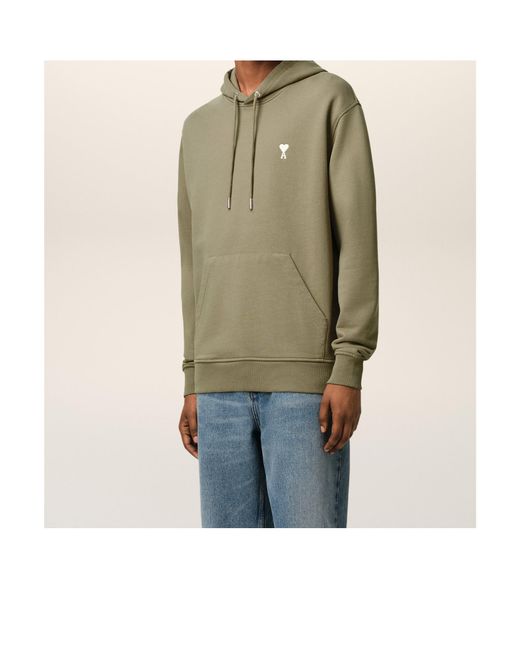 AMI Green Ami De Coeur Drawstring Hoodie for men