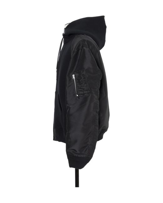 Sacai Black Sponge Sweat Hoodie for men