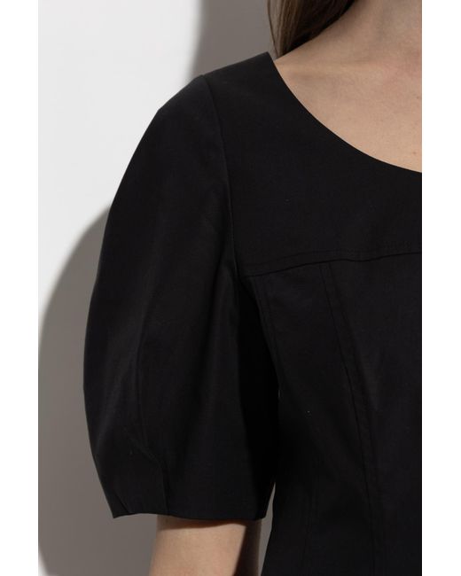 Theory Black Puff-Sleeve Dress