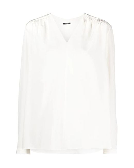 Joseph White V-Neck Silk Blouse