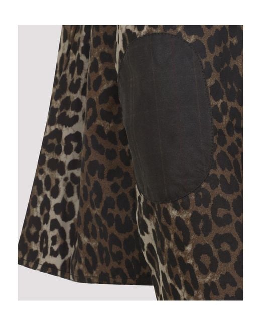 Barbour Black X Ganni Leopard-Pattern Jacket