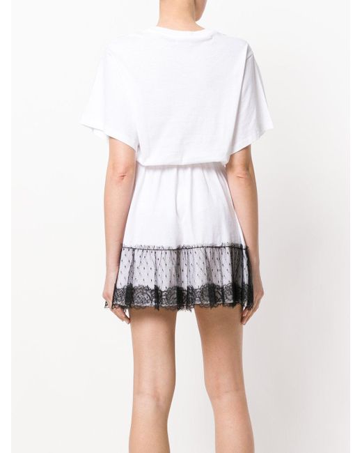 RED Valentino White Lace Waist Umbrella Pendulum T-Shirt Dress
