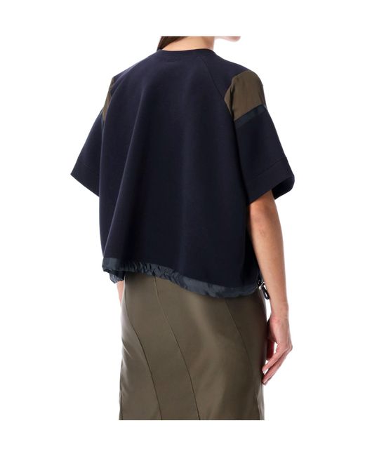 Sacai Blue Drawstring Short Sleeve Top