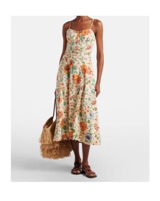 Ulla Johnson Metallic Fiora Floral Cotton Midi Dress